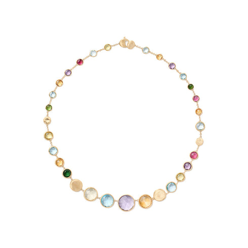 18K Yellow Gold Gemstone Graduated Necklace, 17" - 1