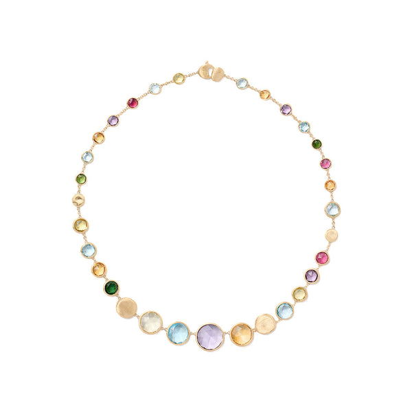 18K Yellow Gold Gemstone Graduated Necklace, 17" - 1