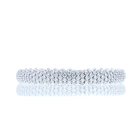 White Gold Italian Diamond Stretch Bangle - 1