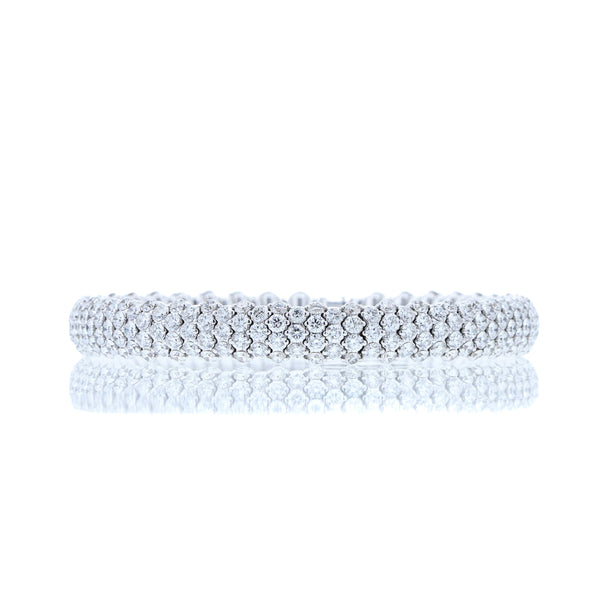 White Gold Italian Diamond Stretch Bangle - 1