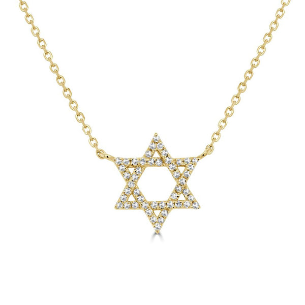 14K Gold & Diamond Star of David Necklace - 0.10ct - 1