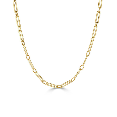 14k Gold Paperclip Link Necklace - 1