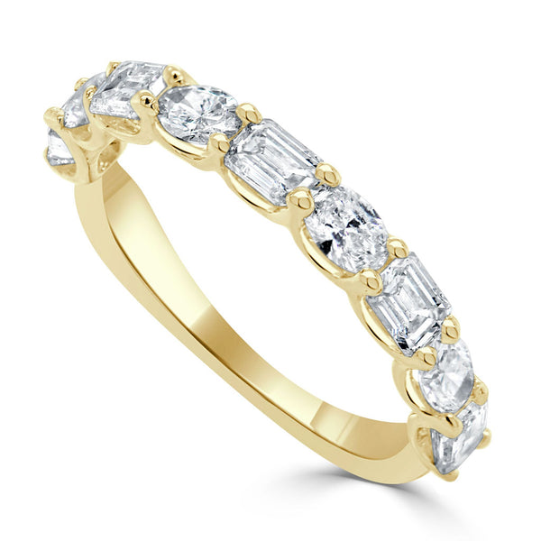 14k Gold Emerald-Cut & Oval Diamond Ring - 1.45ct - 1