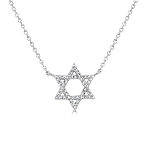 14K Gold & Diamond Star of David Necklace - 0.10ct - 1