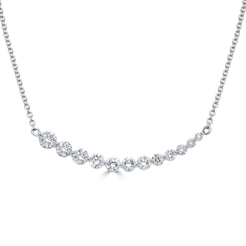 14k Gold & Diamond Curved Bar Necklace - 0.80ct - 1