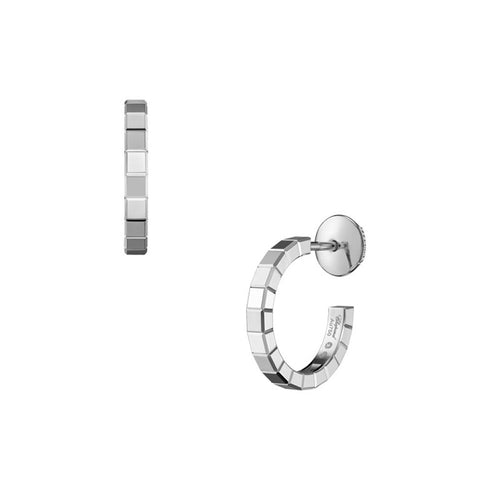 Ice Cube White Gold Hoop Earrings - 1