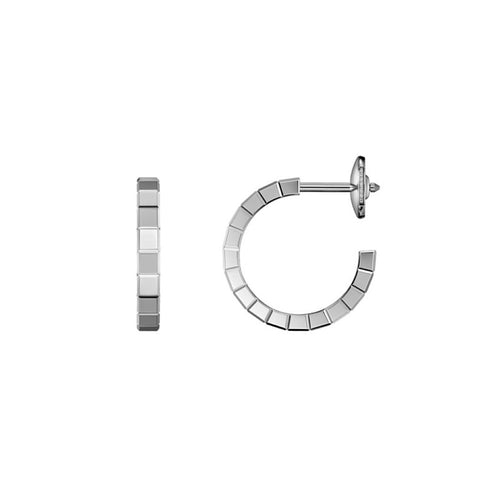 Ice Cube White Gold Hoop Earrings - 2