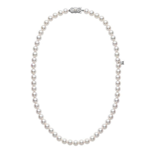 18 Inch Akoya Cultured Pearl Strand Necklace 7mm A With 18K White Gold Clasp - 1