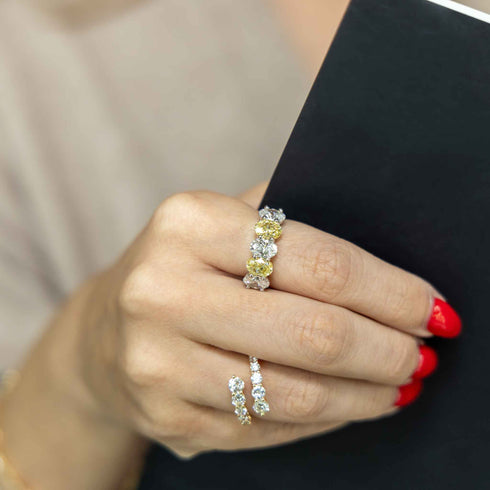 Yellow Gold Bypass Ring With 1.35ctw Diamonds Fashion Ring - 2