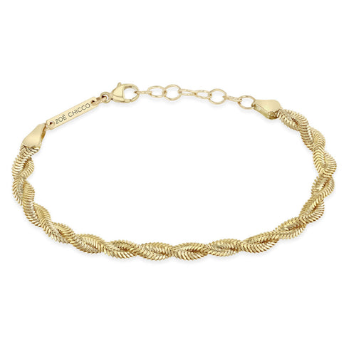14k Gold Twisted Snake Chain Bracelet - 1