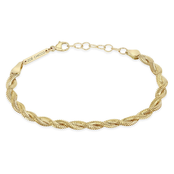 14k Gold Twisted Snake Chain Bracelet - 1