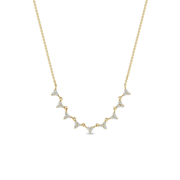 14k 9 Linked Diamond Trio Necklace - 1