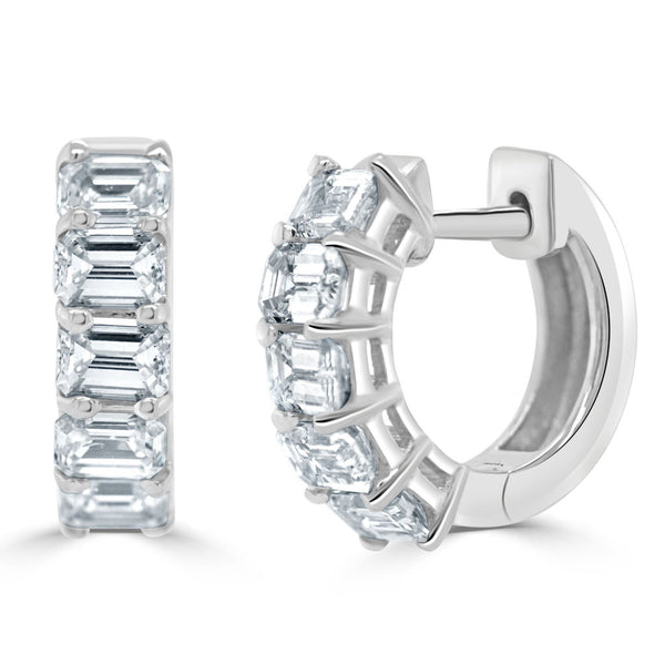 14k Gold & Emerald-Cut Diamond Huggies - 1.50ct - 1