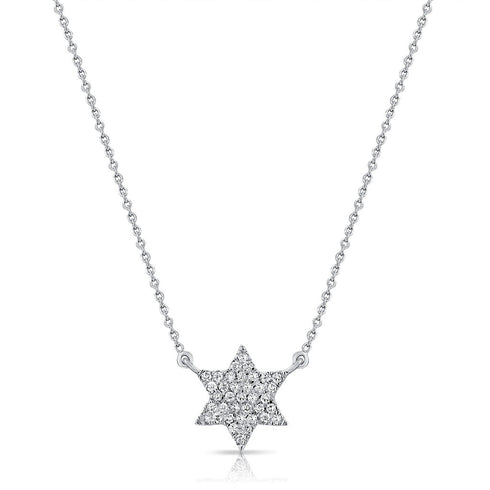 14K Gold & Diamond Star of David Necklace - 0.10ct - 1