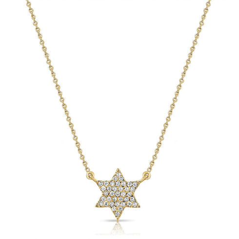 14K Gold & Diamond Star of David Necklace - 0.10ct - 1