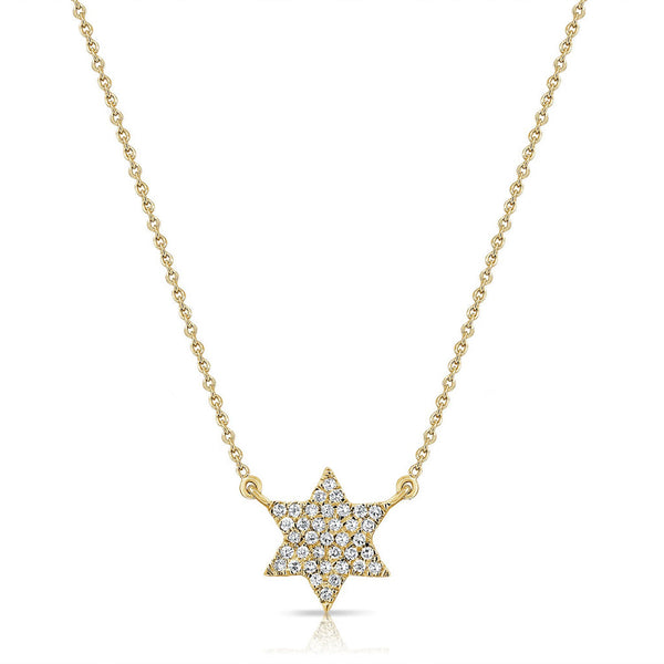 14K Gold & Diamond Star of David Necklace - 0.10ct - 1