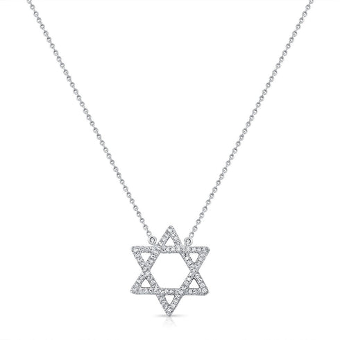 14K Gold & Diamond Star Of David Necklace - 0.20ct - 1