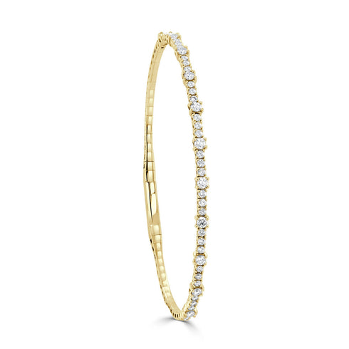 14K Gold & Diamond Flexible Bangle Bracelet - 1.05ct - 1