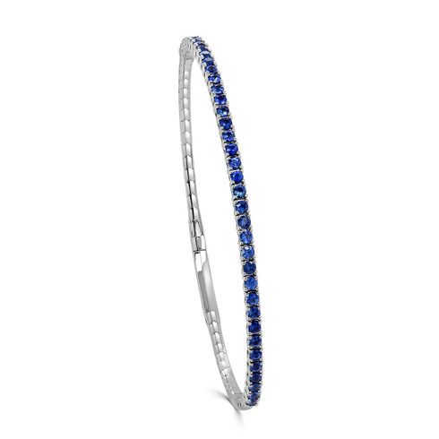 14K Gold & Blue Sapphire Flexible Bangle - 1.74ct - 1