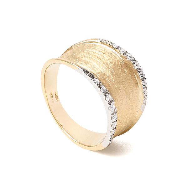 18K Yellow Gold Band Ring with Diamonds, 13mm - 1