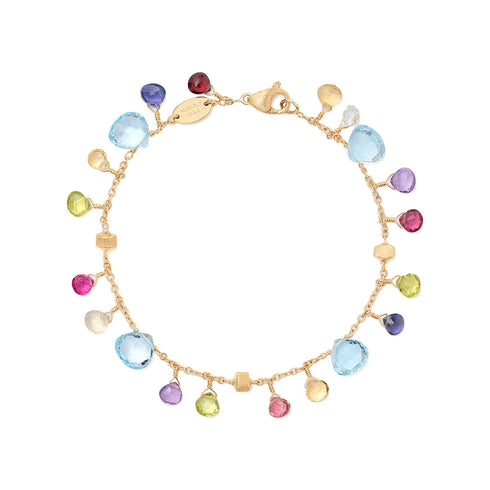 18K Yellow Gold Gemstone Bracelet, Blue Topaz Accents, 7.25" - 1