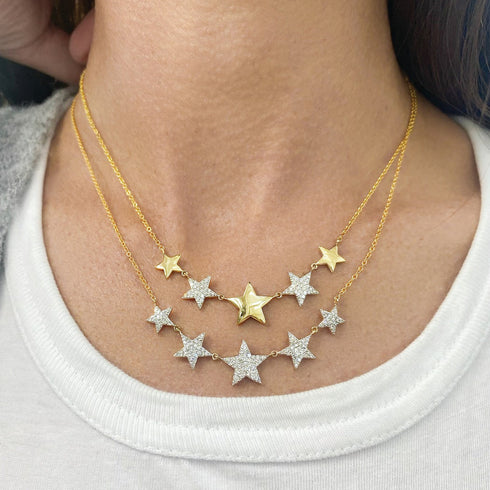 Alternating Five Star Infinity Necklace - 2