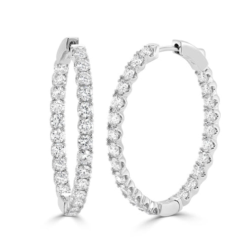14K Gold & Diamond Round Hoop Earrings - 4.35ct - 1