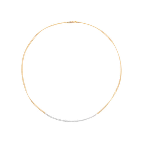 18K Yellow Gold Coil Necklace with Diamond Bar, 16.5" - 1