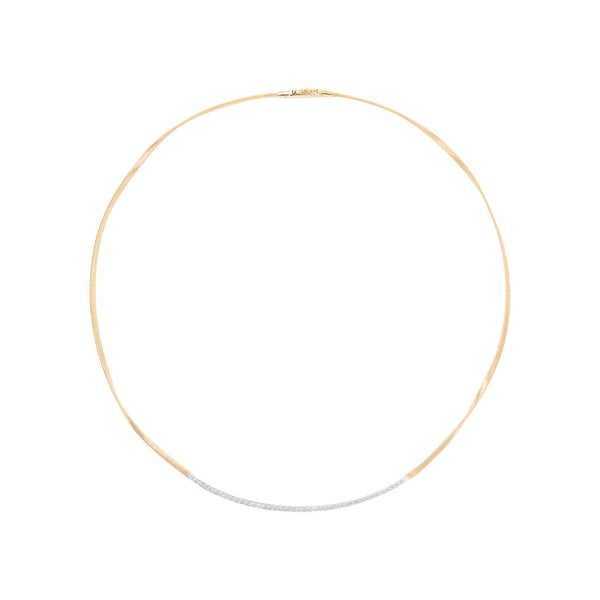 18K Yellow Gold Coil Necklace with Diamond Bar, 16.5" - 1