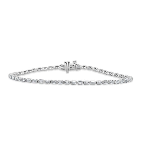 14K Gold & Emerald Cut Diamond Tennis Bracelet - 3.69ct - 1