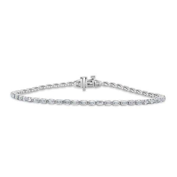 14K Gold & Emerald Cut Diamond Tennis Bracelet - 3.69ct - 1