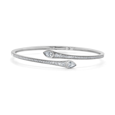 14K Gold Round & Pear Shape Diamond Bangle - 1.13 - 1