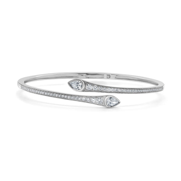 14K Gold Round & Pear Shape Diamond Bangle - 1.13 - 1