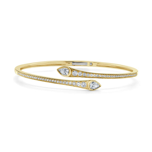 14K Gold Round & Pear Shape Diamond Bangle - 1.13 - 1