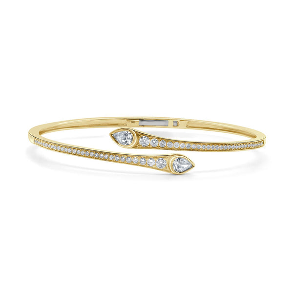 14K Gold Round & Pear Shape Diamond Bangle - 1.13 - 1