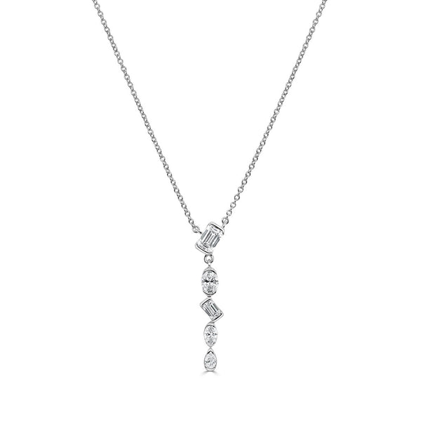 14k Gold Mixed Fancy Shaped Diamond Necklace - 1