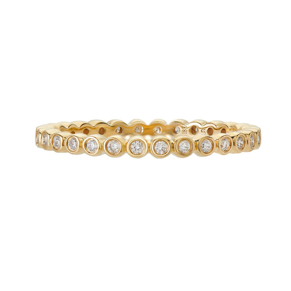 18K Gold Mini Bezel White Diamond Band - 1