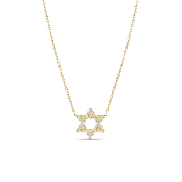 14k Small Diamond Bezel Star of David Necklace - 1