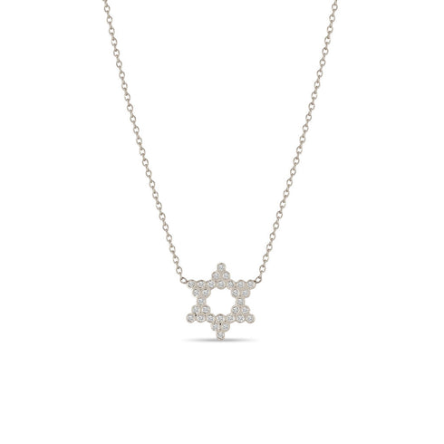14k Small Diamond Bezel Star of David Necklace - 1