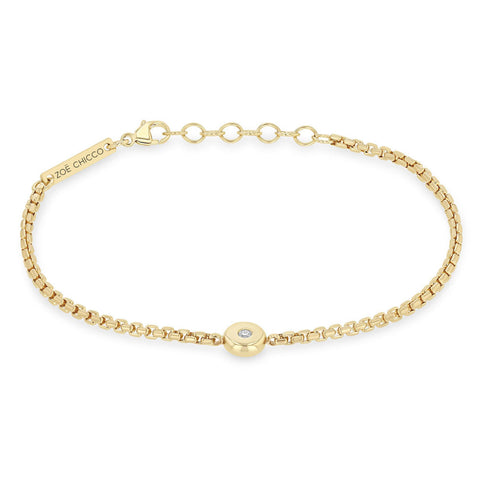 14k Diamond Nugget Box Chain Bracelet - 1