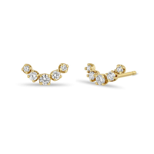 14k 5 Graduated Prong Diamond Curve Studs - 1