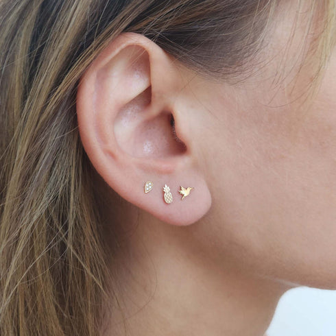 14k Itty Bitty Hummingbird Stud - 2