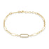 14k Single Pavé Diamond Link Medium Paperclip Rolo Chain Bracelet - 1