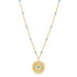 14k Gold Turquoise Sunbeam Medallion Satellite Chain Necklace - 1