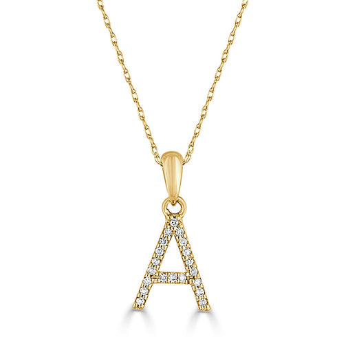 14k Gold & Diamond Initial A-Z Necklace Pendant 16-18" Inches - 0.07 ct. - 0.09 ct. - 1