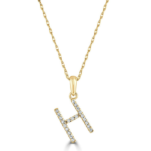 14k Gold & Diamond Initial A-Z Necklace Pendant 16-18" Inches - 0.07 ct. - 0.09 ct. - 1