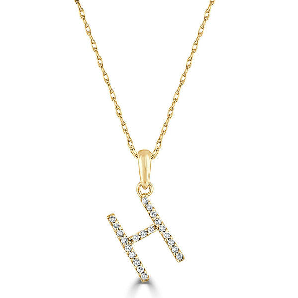 14k Gold & Diamond Initial A-Z Necklace Pendant 16-18" Inches - 0.07 ct. - 0.09 ct. - 1