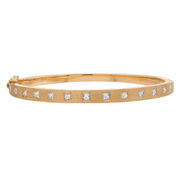 18K Gold Dunes Princess-Cut White Diamond Wide Bangle - 1