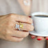 Yellow And White Gold Pear And Round Diamond Bypass Ring Fashion Ring - 3