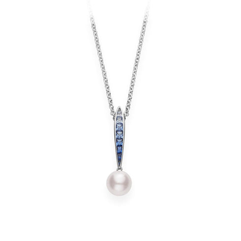 Akoya Cultured Pearl Mikimoto Ocean Pendant with Sapphire - 1